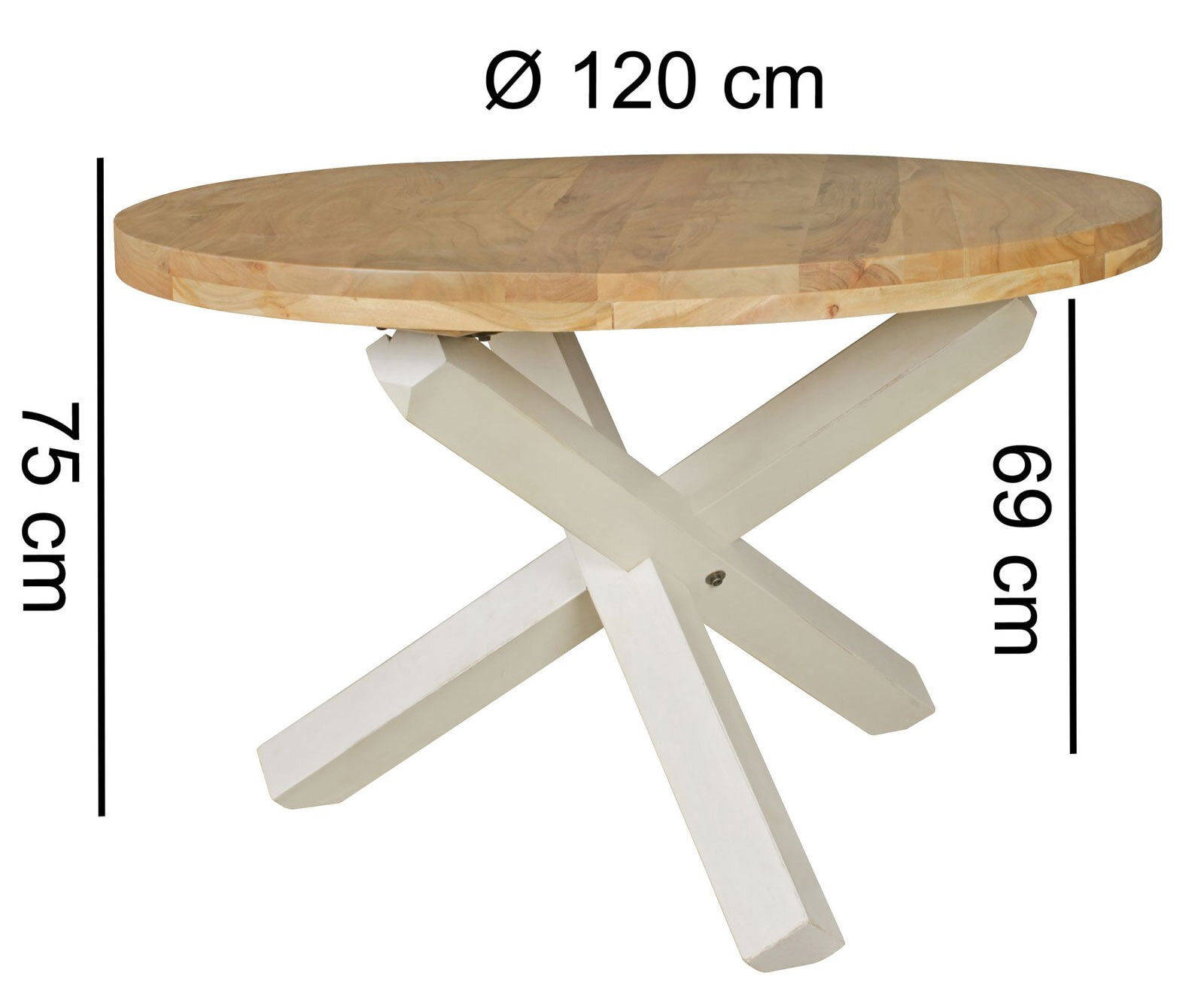 Esstisch 120 cm braun/ weiß