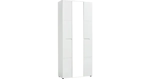Mehrzweckschrank Mailand MDF Hochglanz weiss 86 x 202 x 35 cm, mit Spiegel