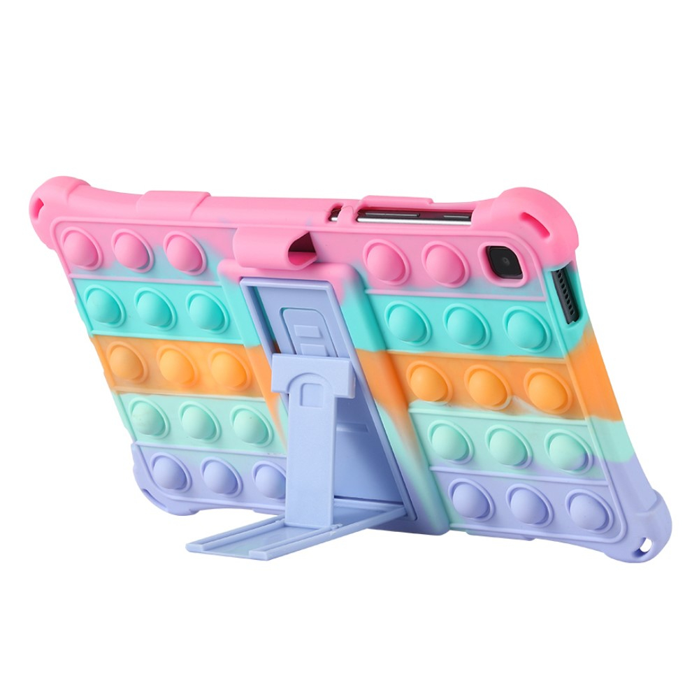 2in1 Samsung Galaxy Tab A7 Lite Silikon Bubbles Case Anti Stress Pop It Fidget Rückseite   Kickstand - Pink