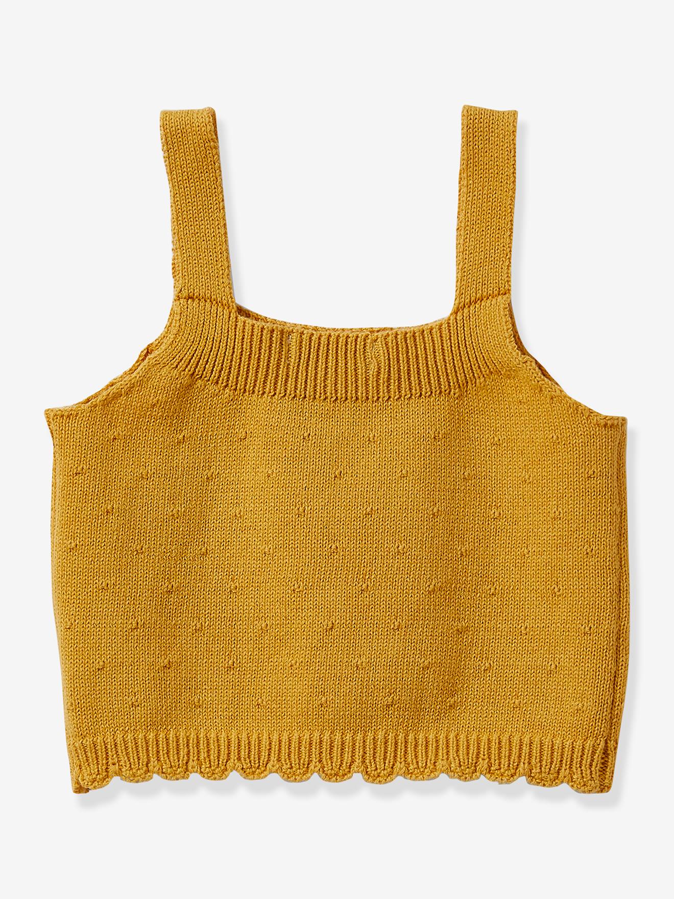 Camiseta feminina CYRILLUS, tamanho médio, amarela, lisa