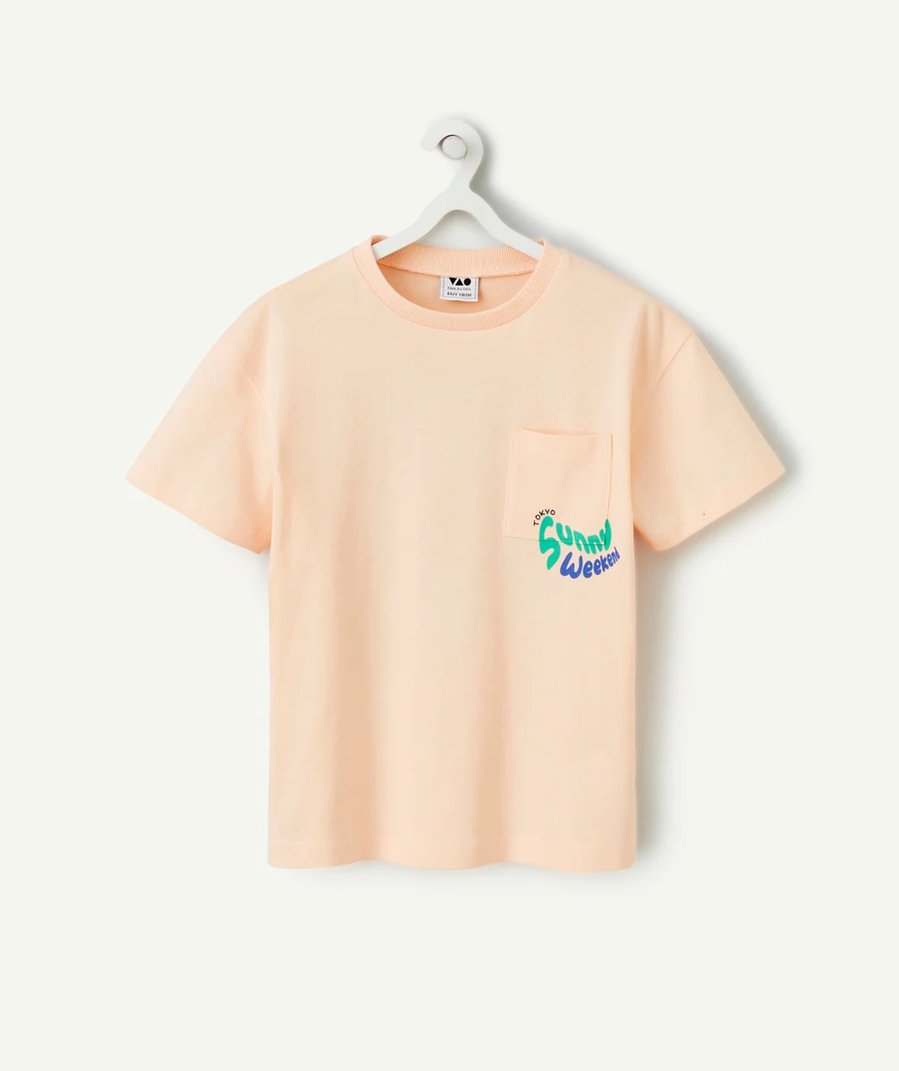 t-shirt manches courtes garçon en coton bio orange thème tokyo