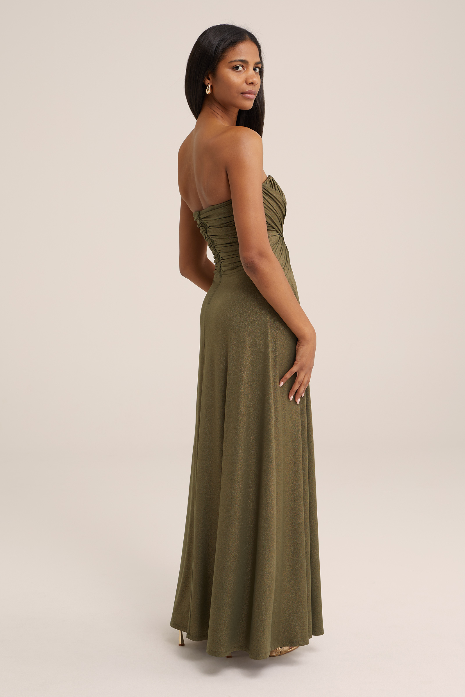 strapless maxi-jurk WE Fashion Legergroen