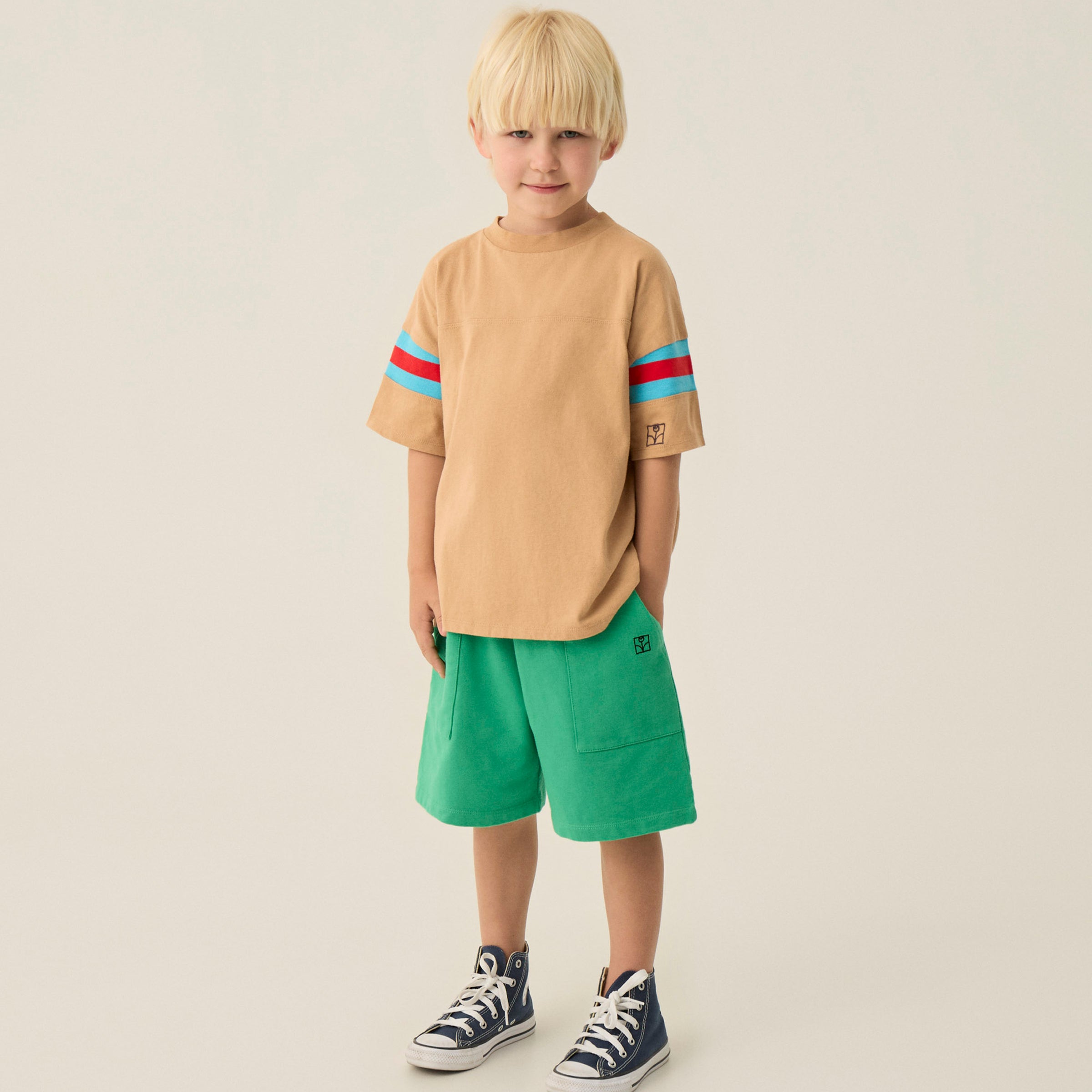 T-Shirt Bicolor Bands Camel