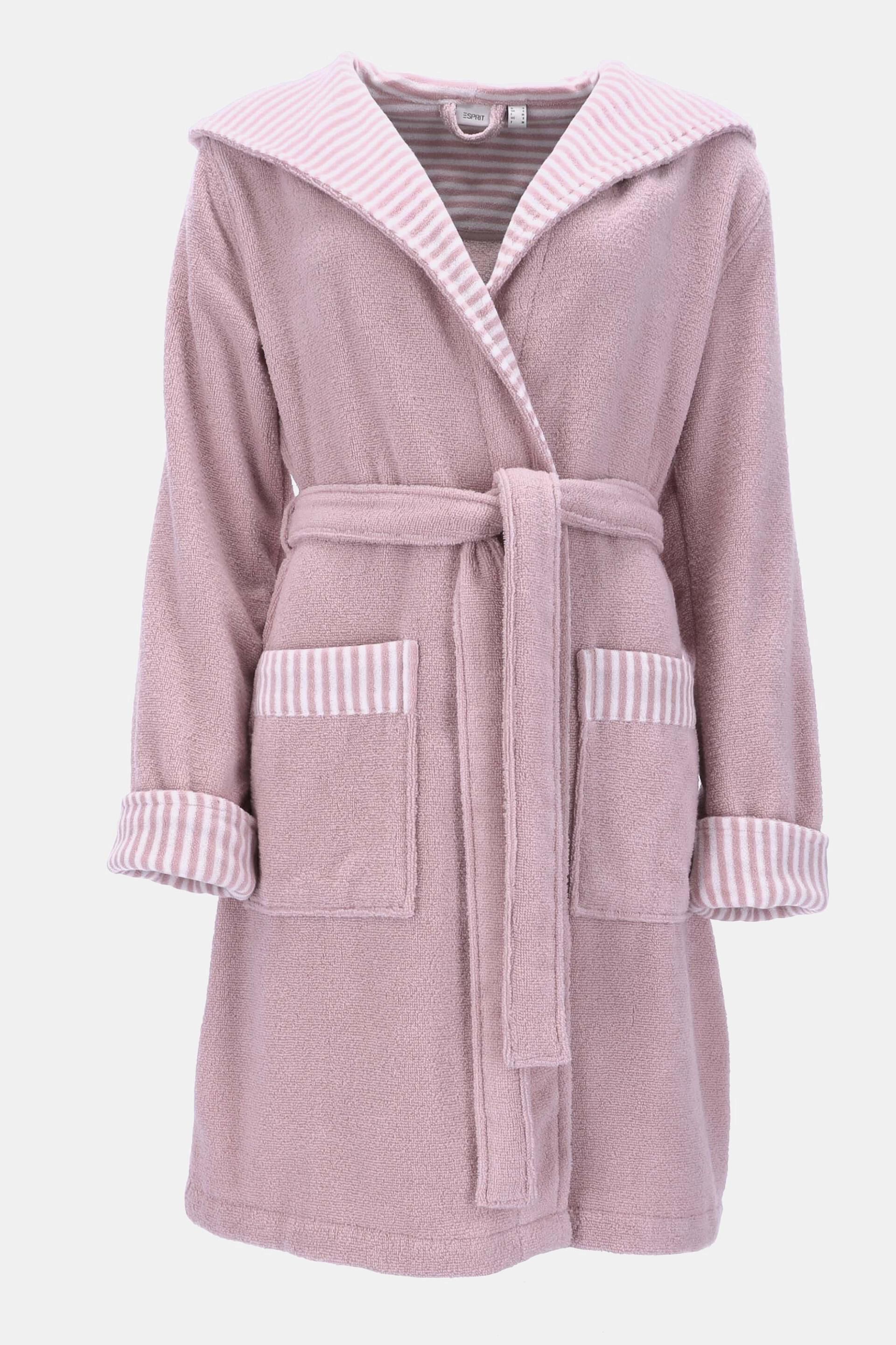 Peignoir en tissu éponge à doublure rayée