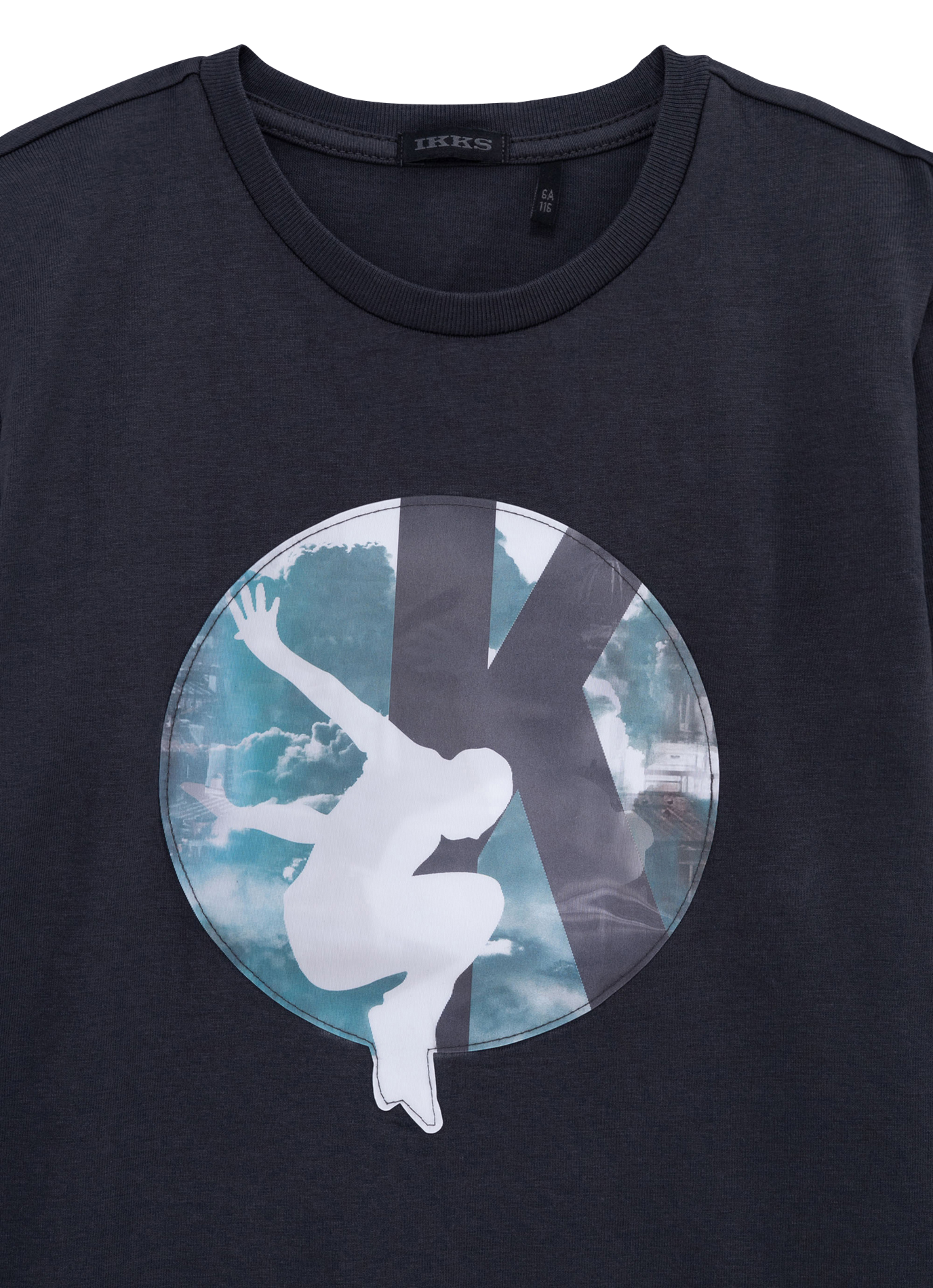 Tee-shirt droit col rond en coton | Bleu