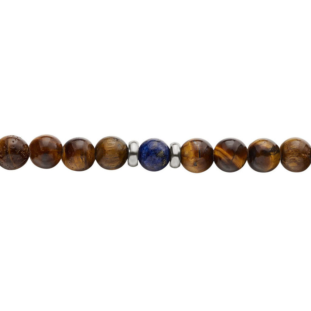 Bracelet Acier Blanc Delfino œil De Tigre Sodalite