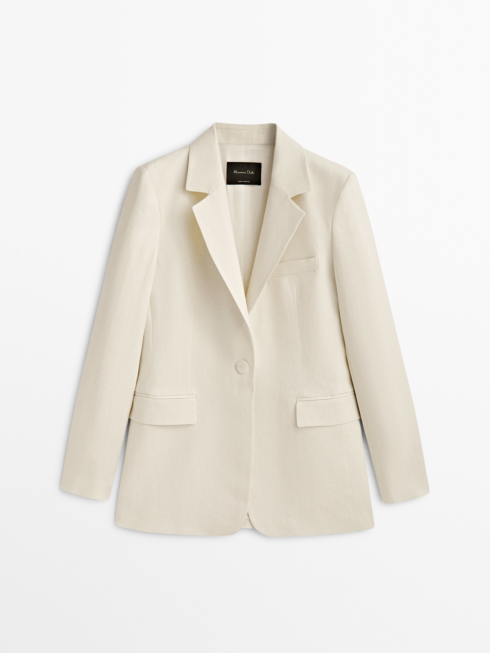 Blazer de linho 100% com dois botões - Baunilha