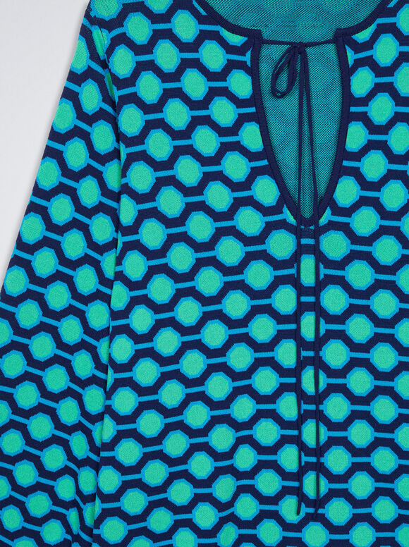 Vestido de malha jacquard - Azul