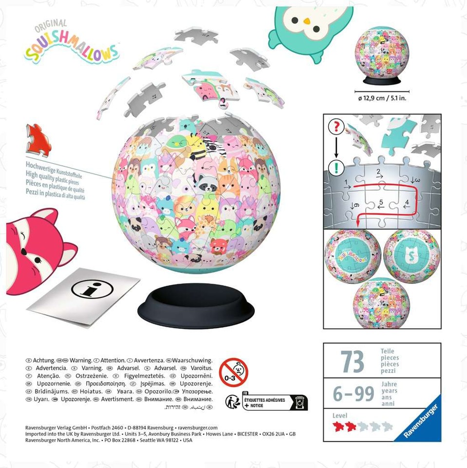 Ravensburger - Squishmallows 3D Puzzle Ball 72 brikker