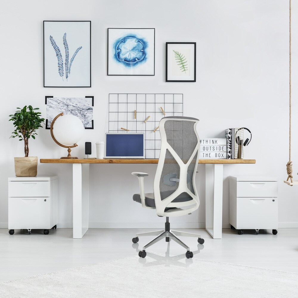 Profi Bürostuhl AZURRO WHITE Stoff/Netzstoff mit Armlehnen hjh OFFICE