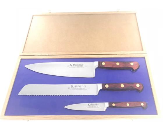 Auvergne - Coffret Chêne - Cuisine 21 cm - Pain 21 cm - Office 10 cm Couteaux de cuisine professionnel