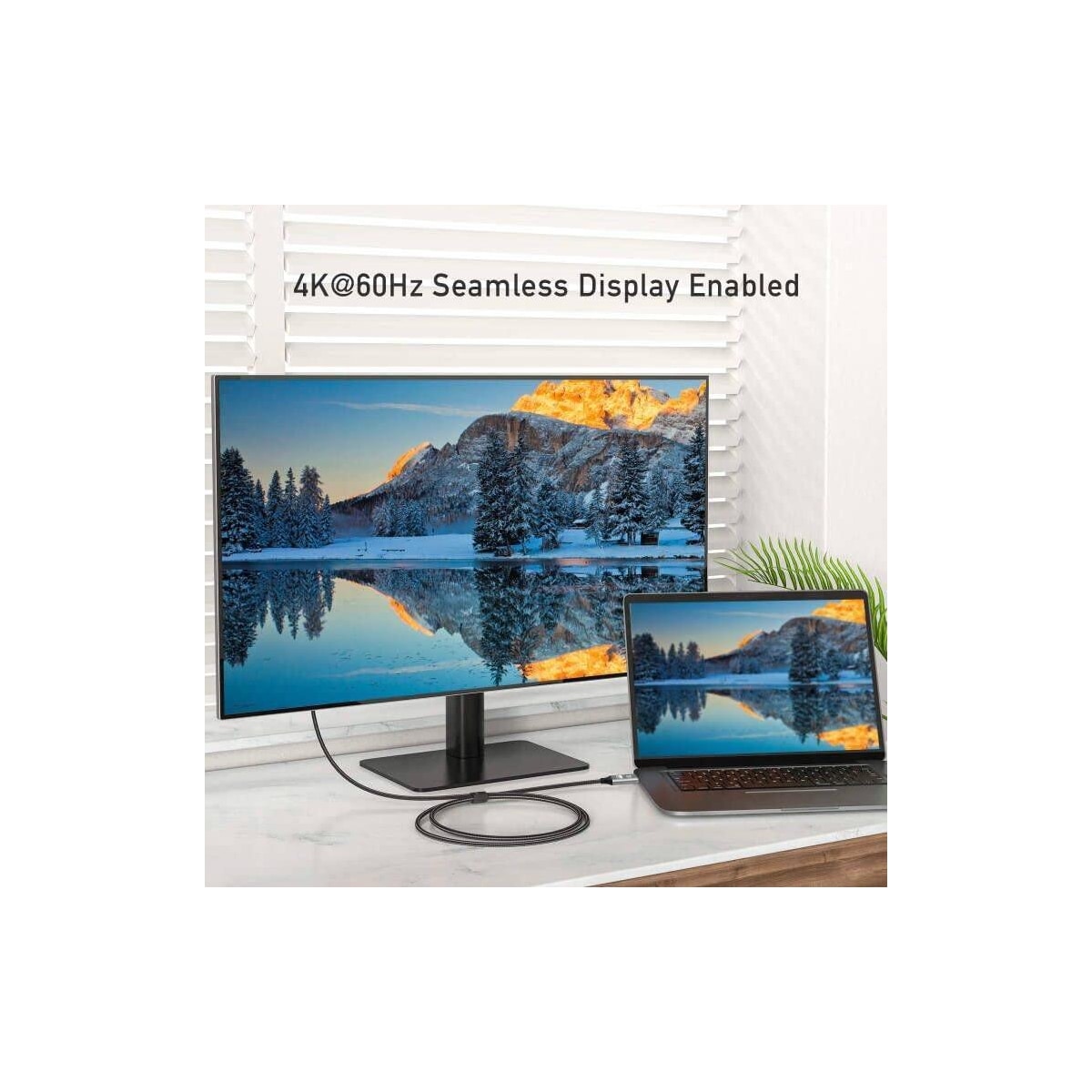 NÖRDIC 1,5m Displayport til HDMI 4K60Hz Dynamic HDR 18Gbps