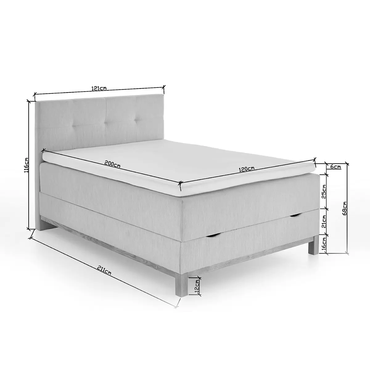 Boxspringbett CATANIA 120x200 weiss