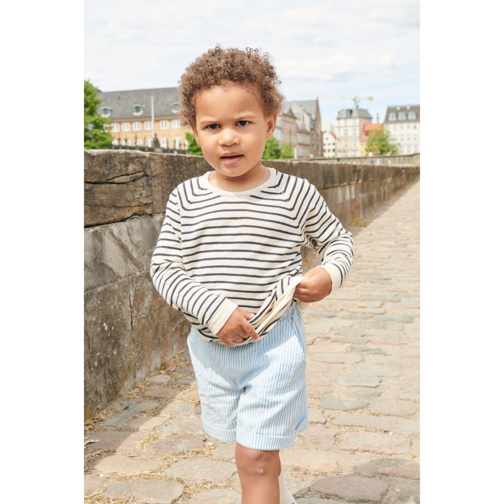 Køb COPENHAGEN COLORS Sky Blue W Cream Stripe Seersucker Shorts Sporty