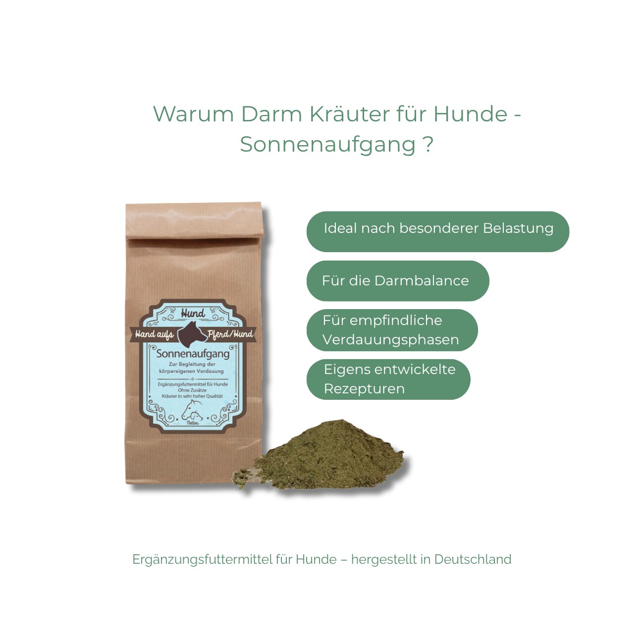 Hand aufs Pferd/Hund Darm Kräuter Sonnenaufgang