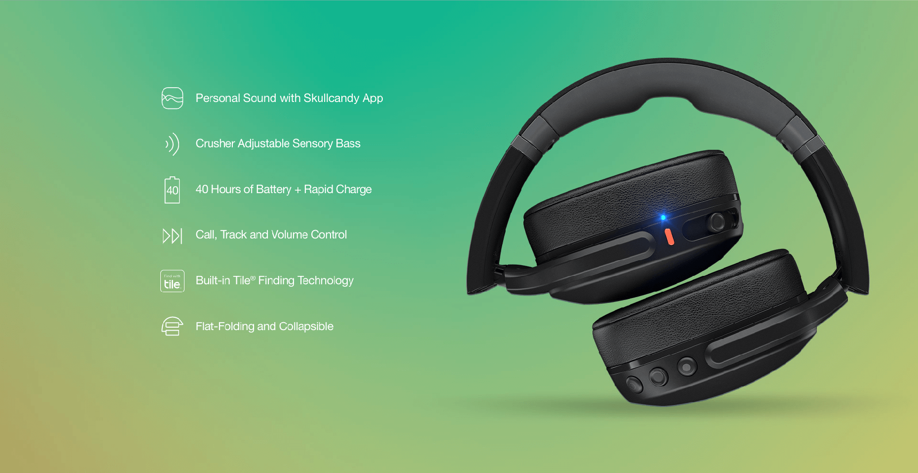 Skullcandy - Crusher EVO Over-Ear Trådløs - Sort