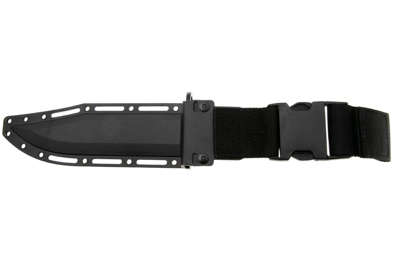 SOG BAR15T BY1004-BX, Black PVD AUS-8 Clippoint, Black G10 vaststaand mes