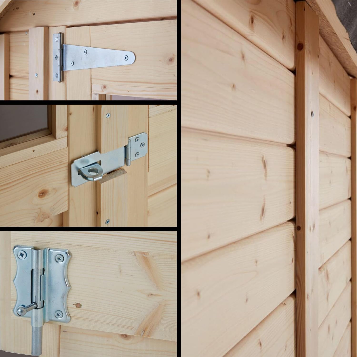 Gartenhaus Alster, Gerätehaus Holz, 251x139x210 cm, Pultdach, inkl. Fußboden, Lagerschuppen Garten, Fahrradschuppen, 3m², 19mm Wand, Naturbelassen