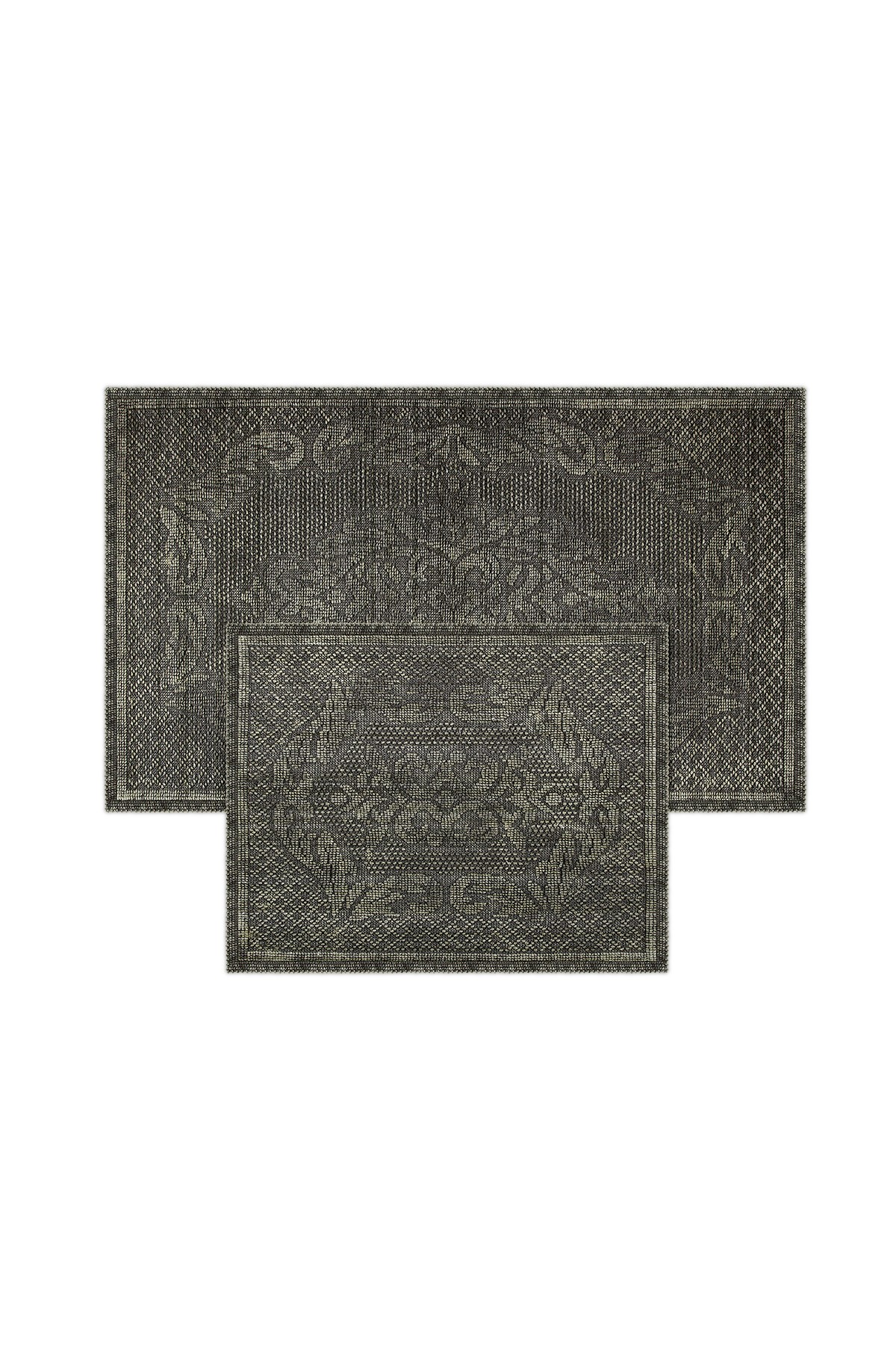Badematte 'Izmir' aus Baumwolle, Ornament grau, 60 x 50 cm & 120 x 70 cm von fischer's lagerhaus
