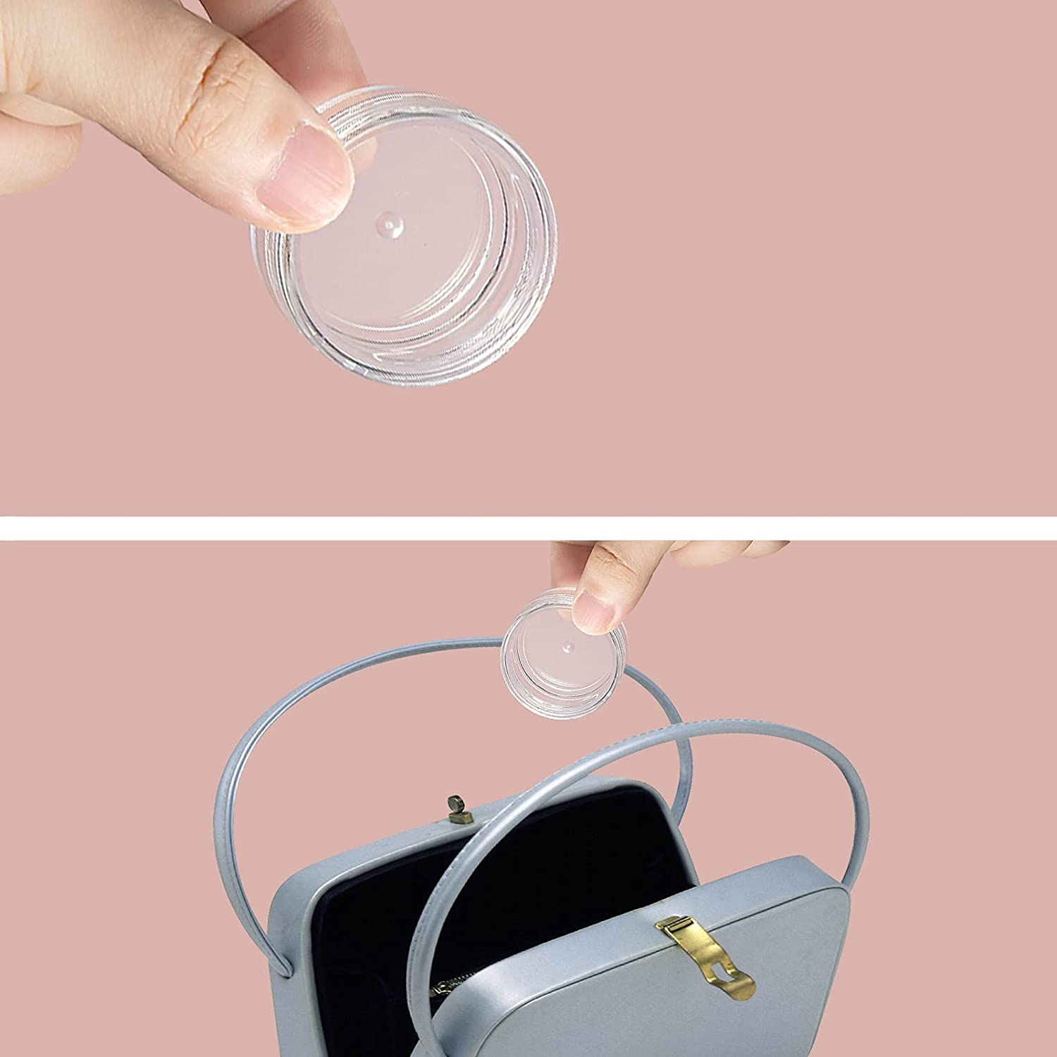 (Ø38mm) 10ml Befüllbarer Kosmetik Behälter Reise Döschen Organizer - Transparent / Schwarz