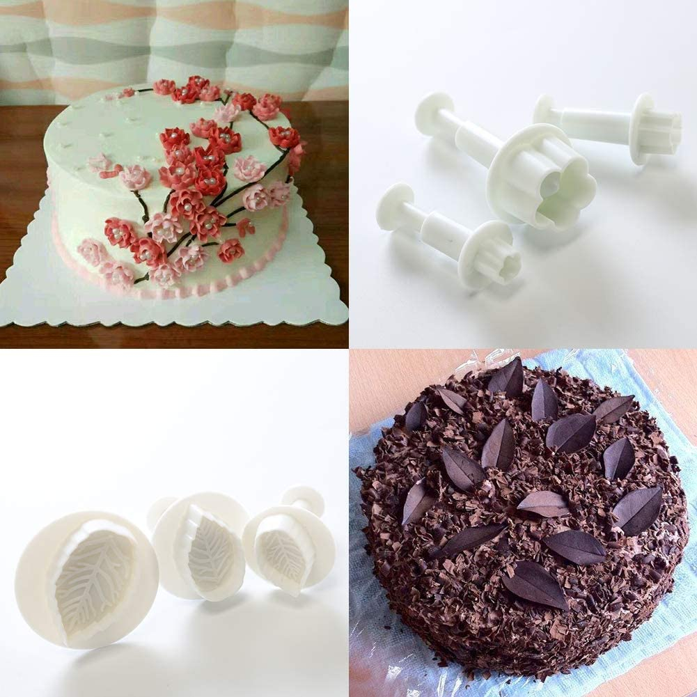 (45-tlg. Set) Kuchen Deko Kit inkl. Ausstechformen Keksausstecher mit Stempel - Weiss