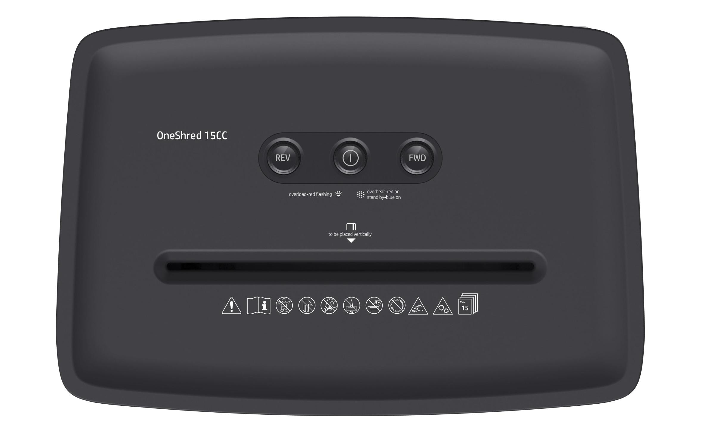 Aktenvernichter OneShred 15CC P-4, 15 Seiten<br>Dokumentenvernichter von HP