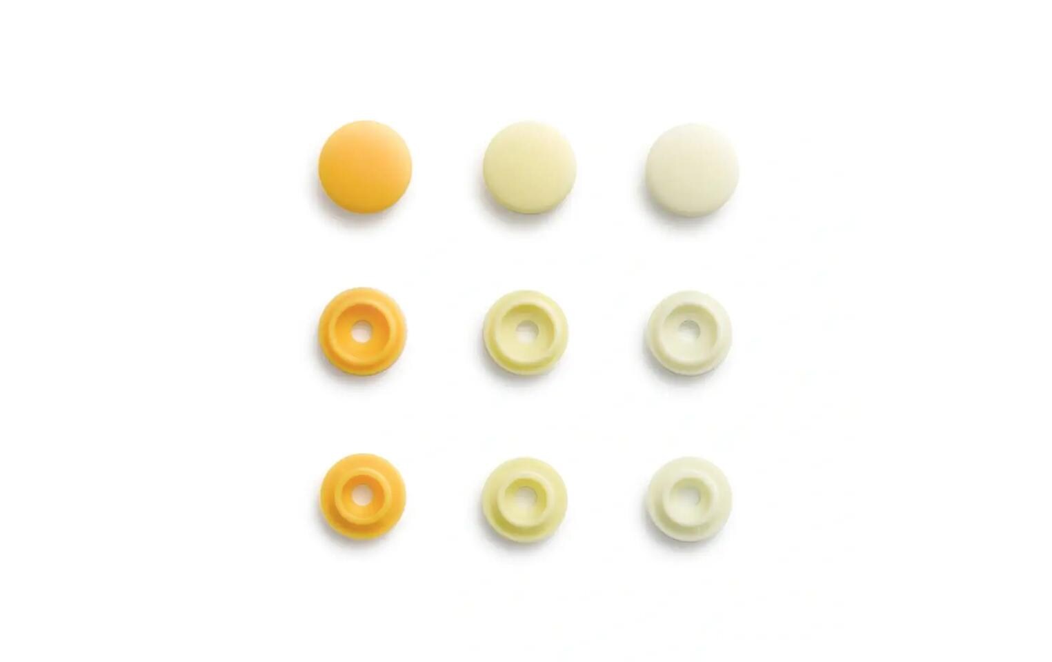 Druckknöpfe Color Snaps Hellgelb, Ø 9 mm, 36 StückNähfreie Druckknöpfe Mini