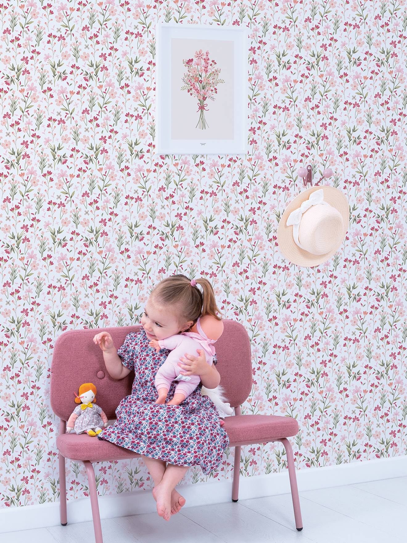 Papel de parede Jardim Floral Magenta LILIPIN Salgueiro Verde