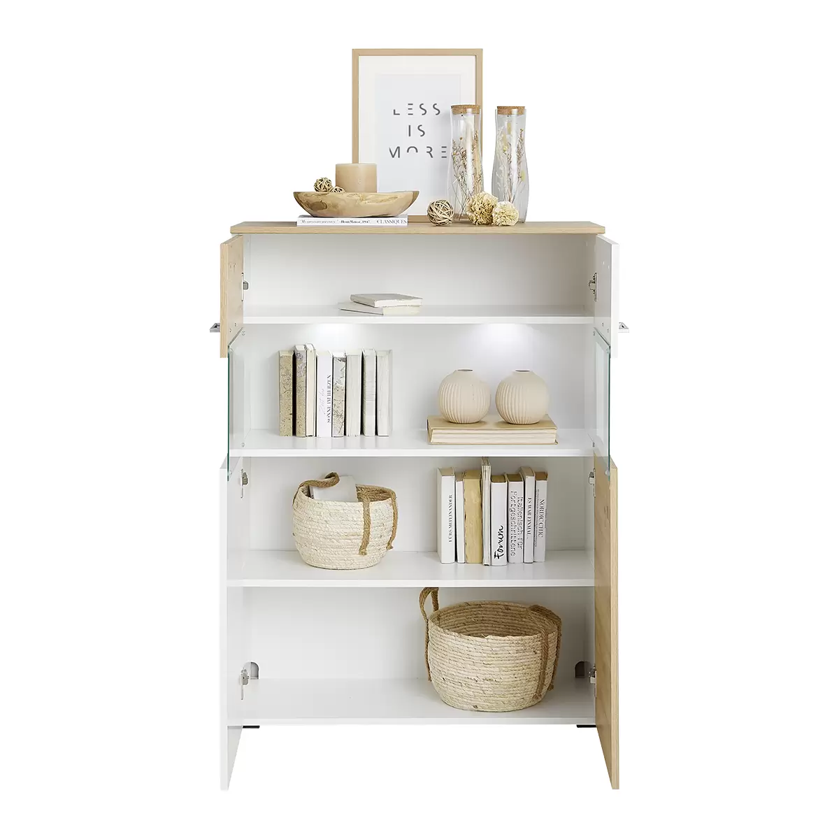 Highboard Valencia weiss,Artisan Eiche