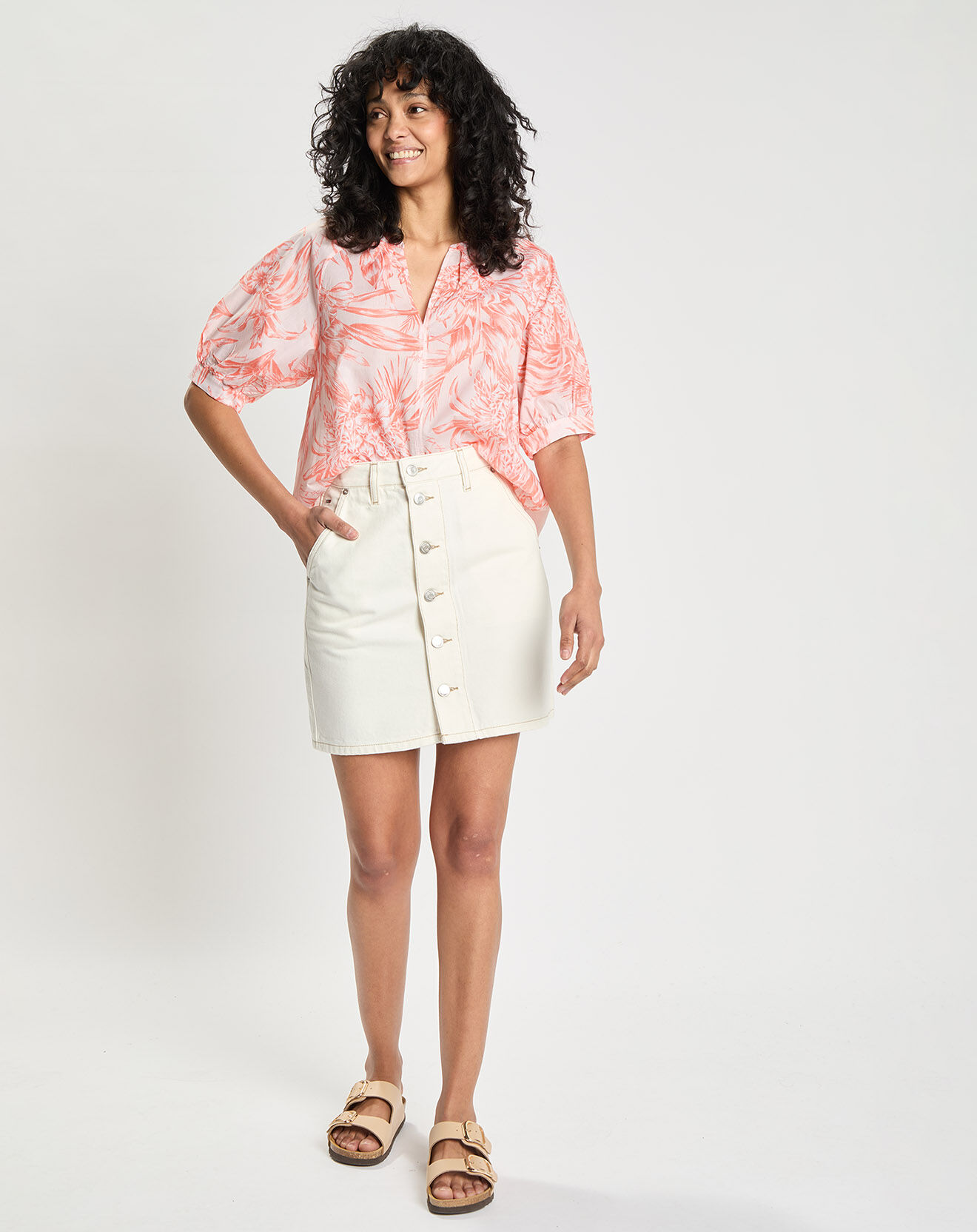 Tommy Hilfiger Blouse Henley imprimée orange