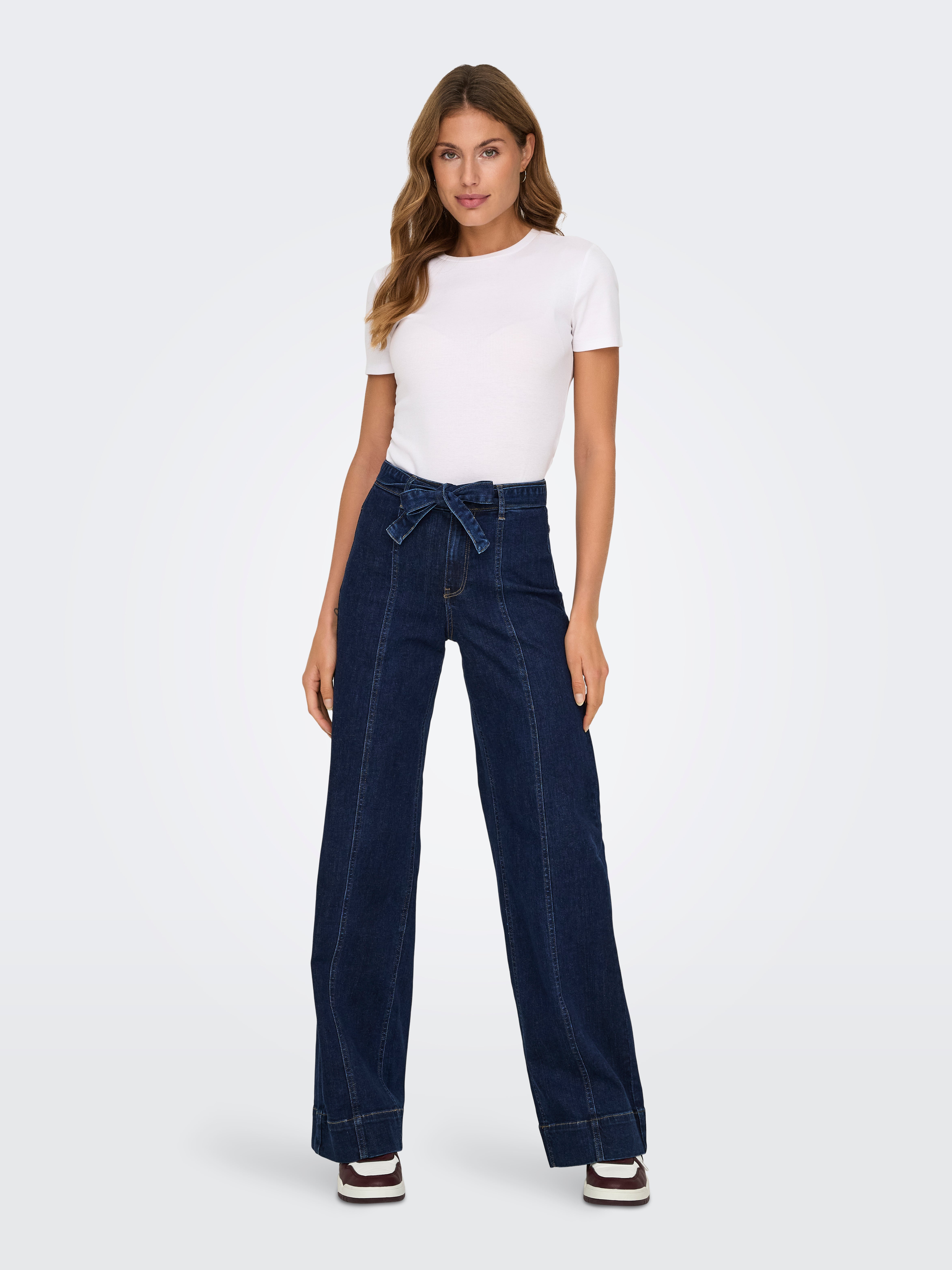 ONLMADISON Hohe Taille Weiter Beinschnitt Jeans Dark Blue Denim
