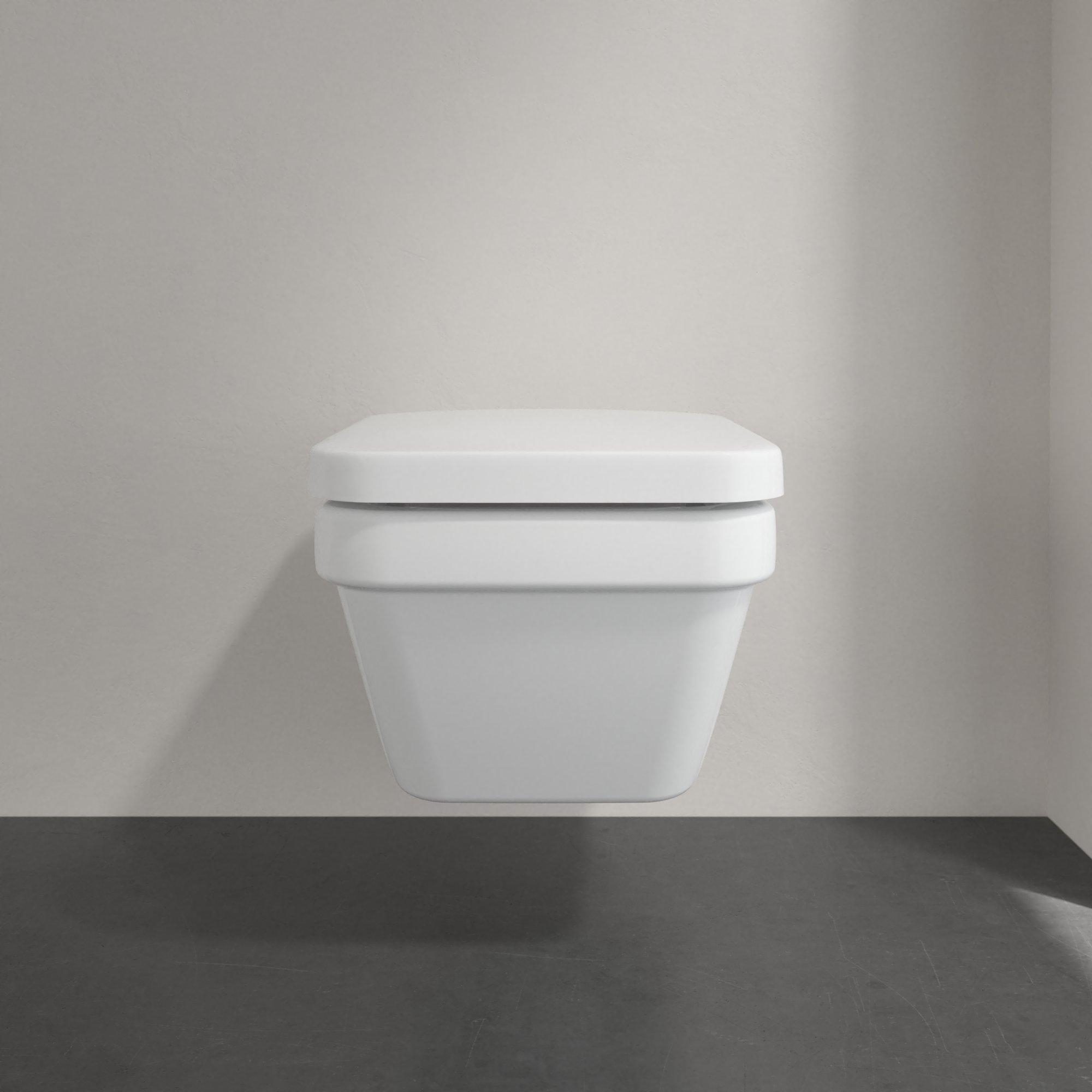 Villeroy & Boch Architectura randloos toilet CeramicPlus rechthoekig met softclose zitting wit glans