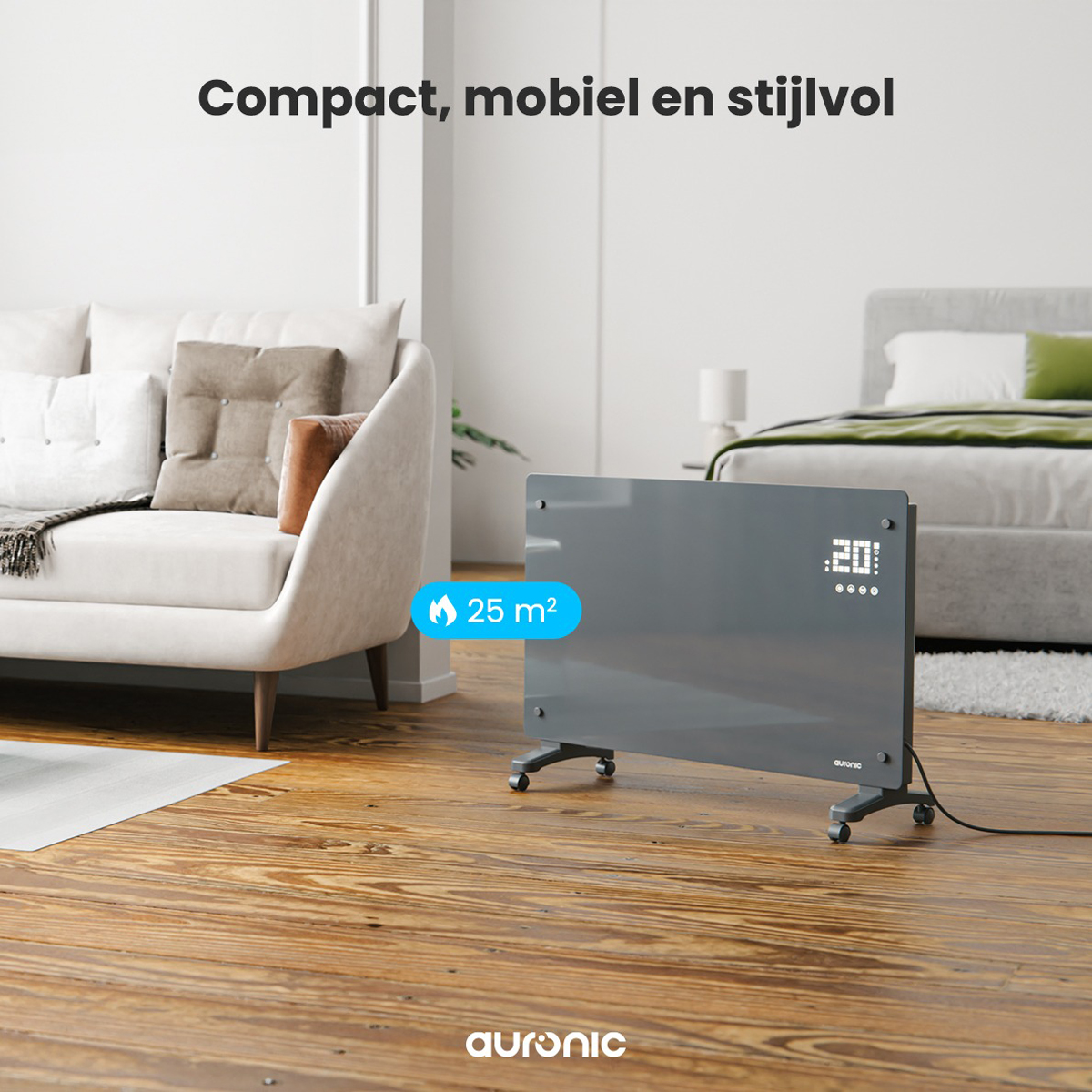 Auronic 2000 watt glazen paneelverwarming - Grey