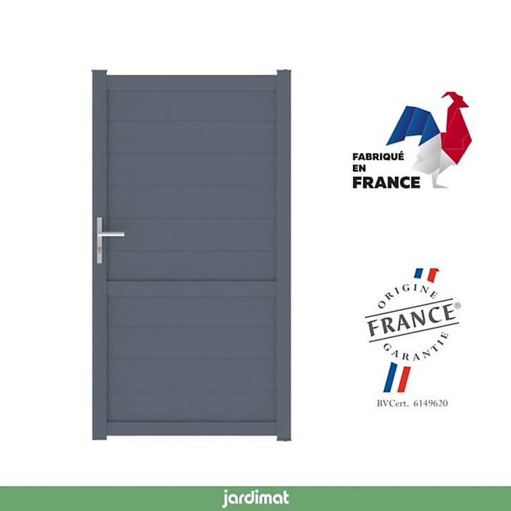 Portillon Jardimat battant aluminium Perth gris anthracite - 100 x h.154 cm