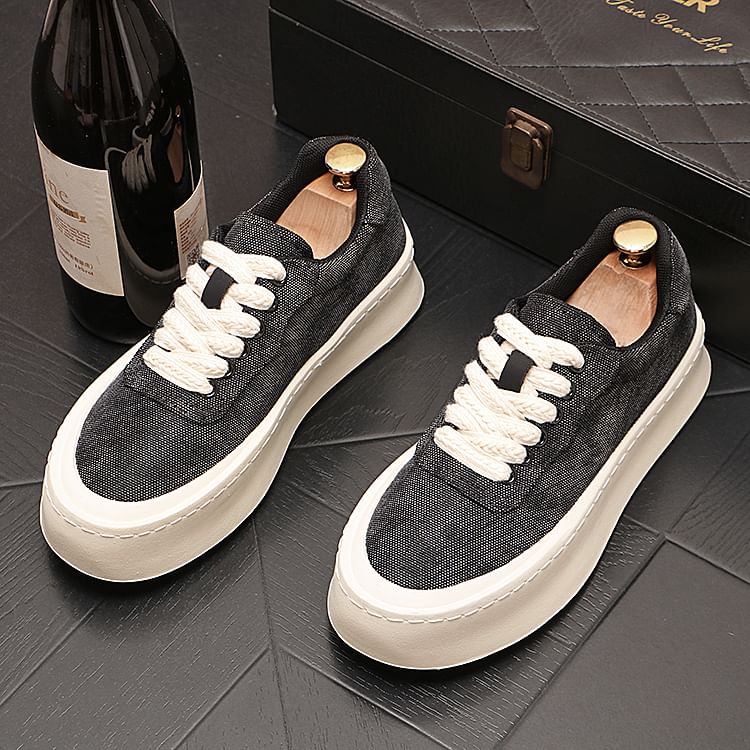 Mr Ozera - Canvas veterschoenen met platform