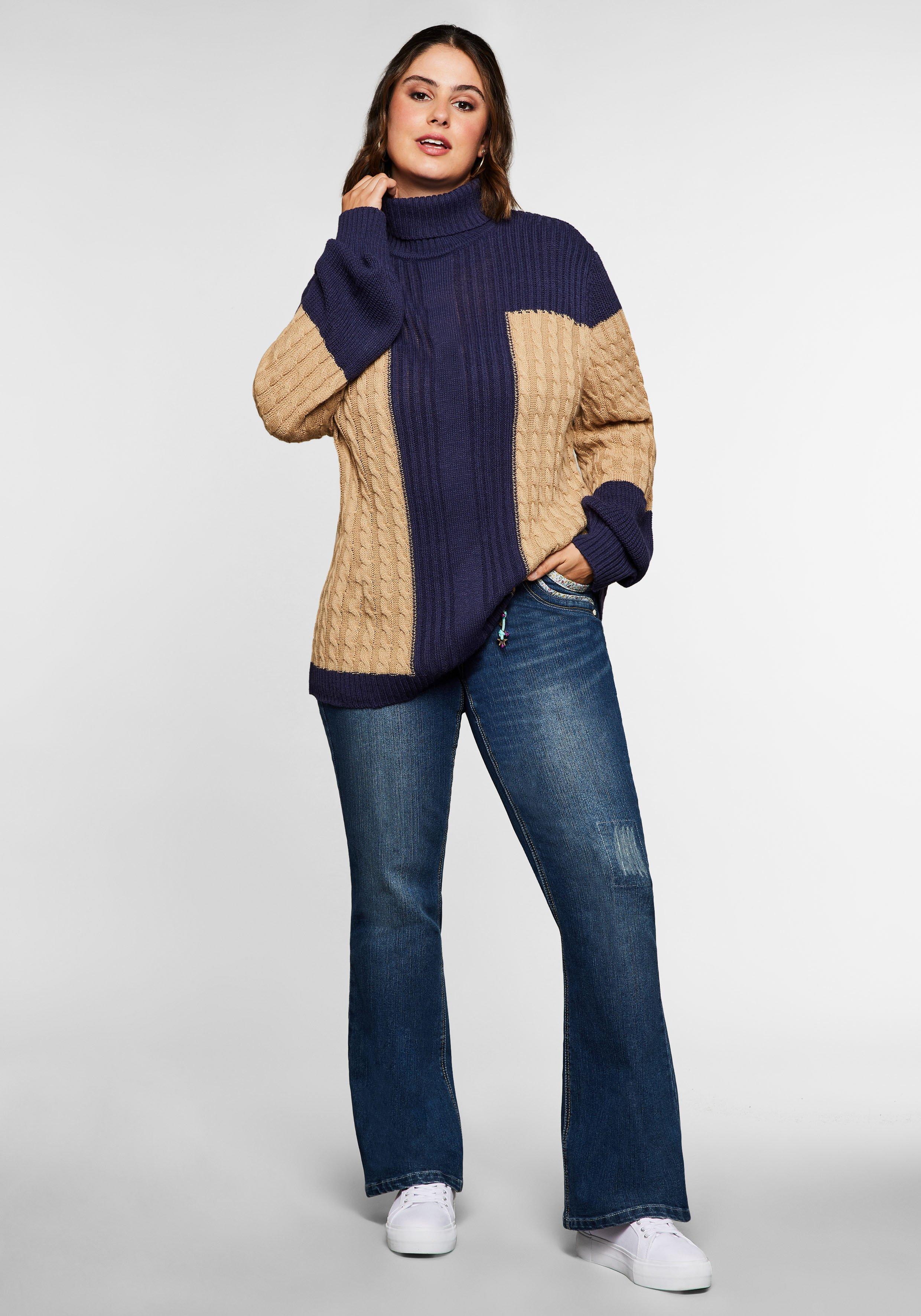Pullover mit Rollkragen, im Strukturmix