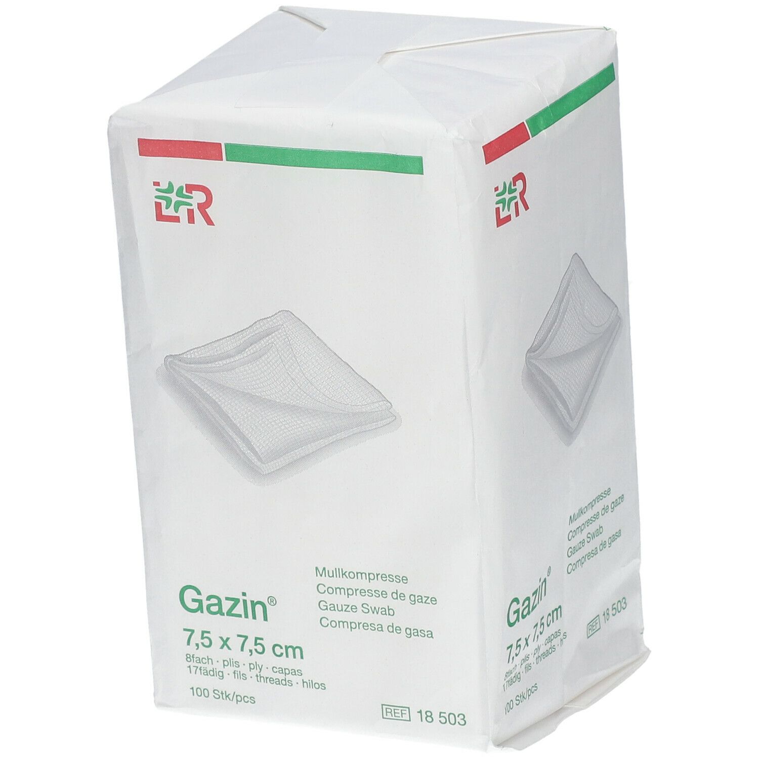 Gazin® Mullkompresse 7,5 cm x 7,5 cm unsteril 8 lagig