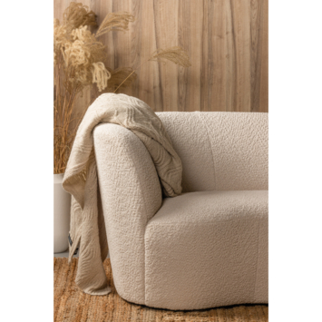 WOOOD fauteuil Stone crème bouclé stof met leuning links