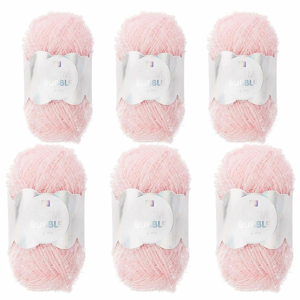 6 pelotes de fil pour éponge créative - creative bubble - rose
