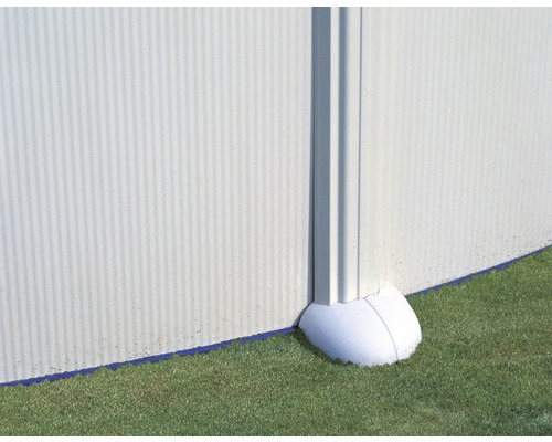 Opzetzwembadset van staalwand Gre rond Ø 370x132 cm incl. zandfiltersysteem, skimmer, trap, filterzand & bodembeschermvlies wit