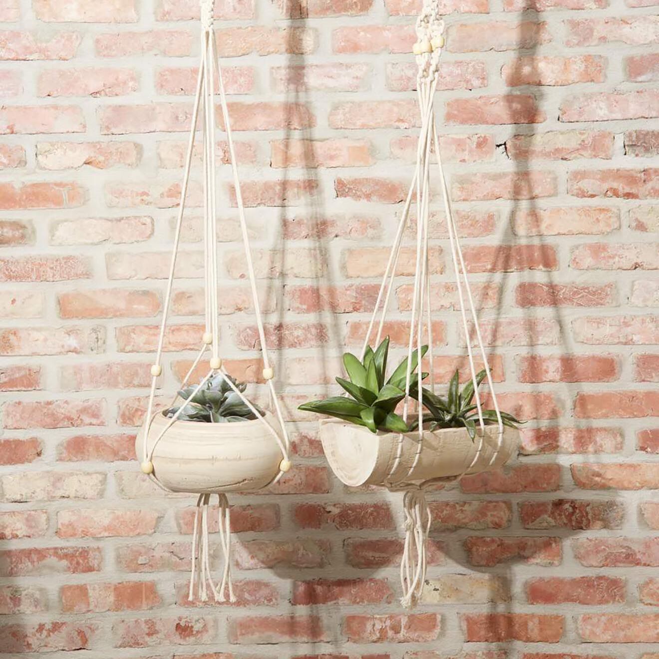 Pomax Cache-pot suspendue Finn beige - D.22xH.7cm