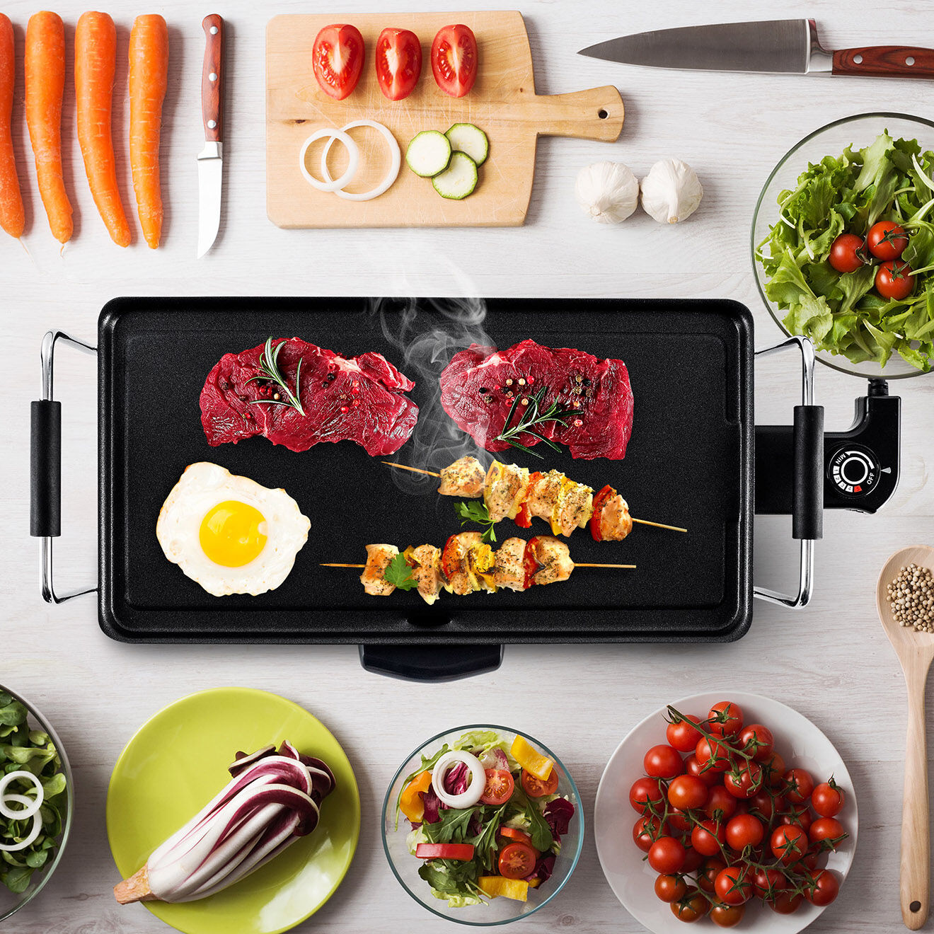 Kitchencook Plancha électrique avec revetement anti-adhesif k-pan noire