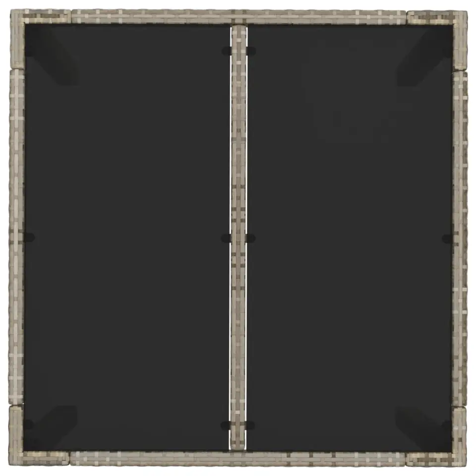 vidaXL - Tuintafel Met Glazen Blad - Grijs - Poly rattan - 90 x 90 x 75 cm