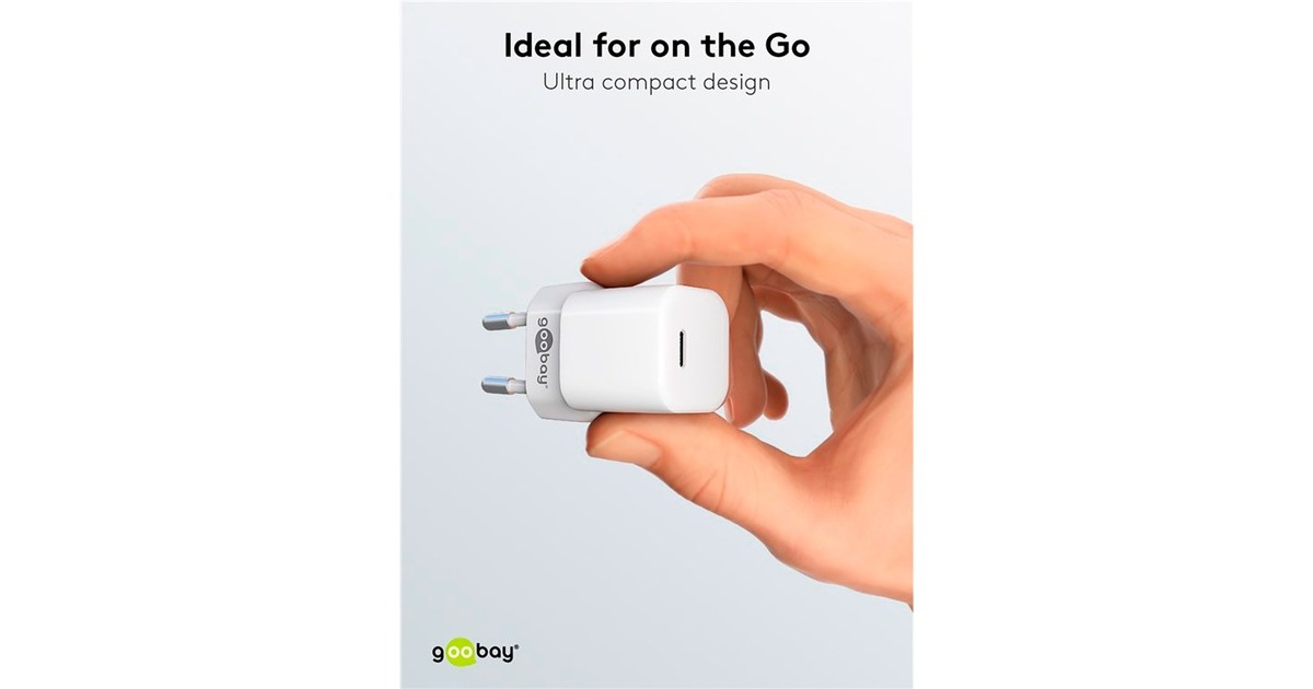 goobayLightning/USB-C PD oplaad set Nano (20 W)   (Wit, 1 meter)