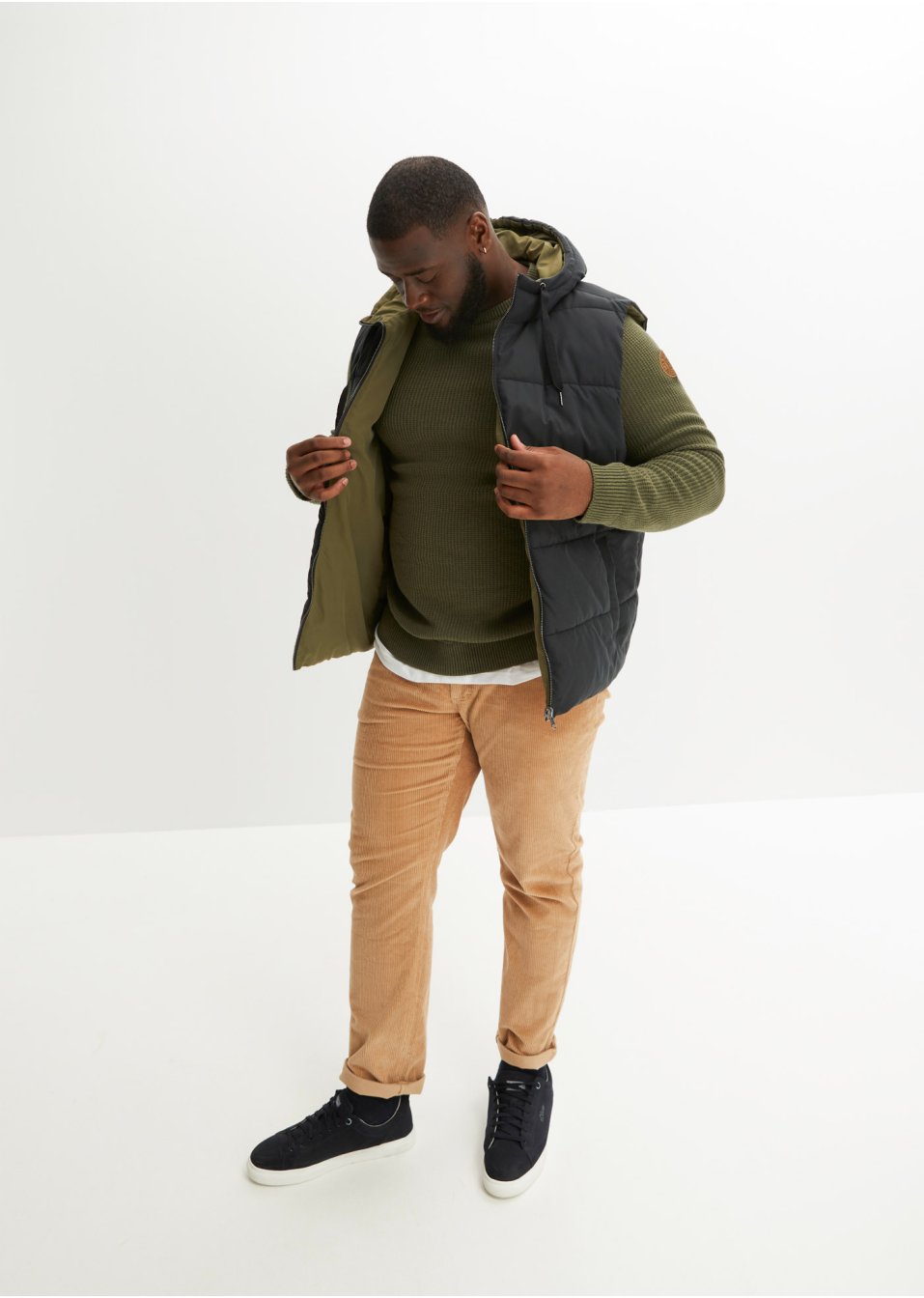 Veste sans manches matelassée réversible avec capuche en polyester recyclé