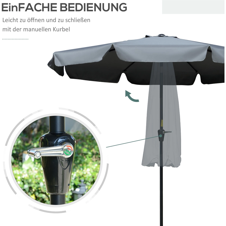 Outsunny Sonnenschirm mit Entlüftung grau