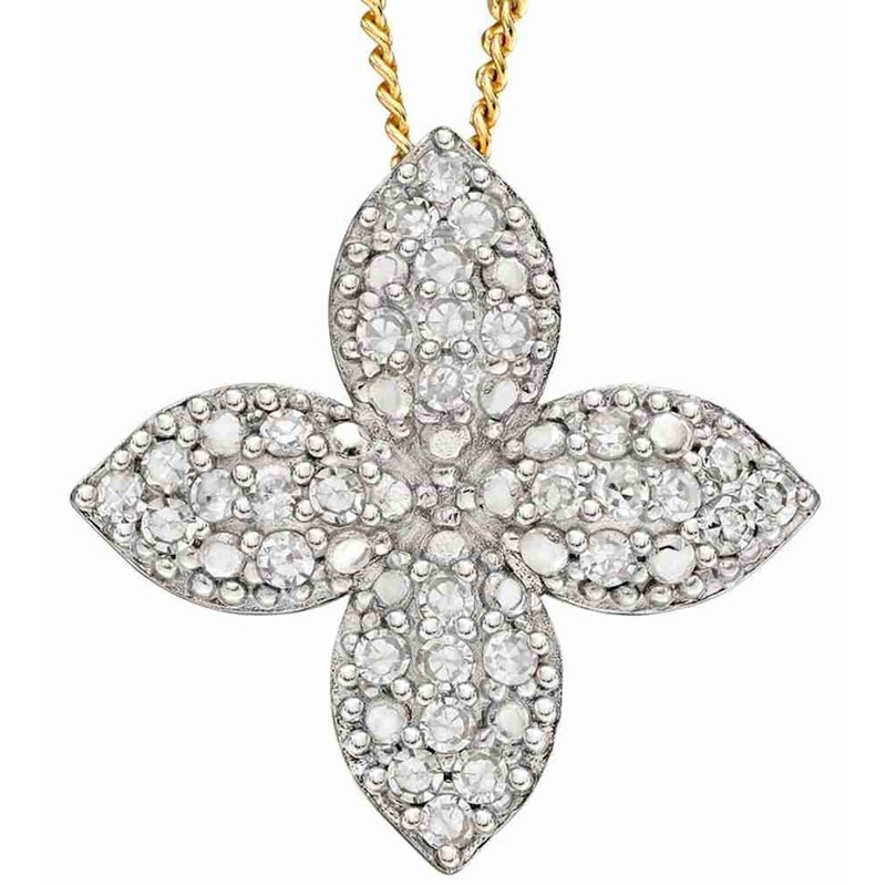 Collier fleur diament sur or 375/1000