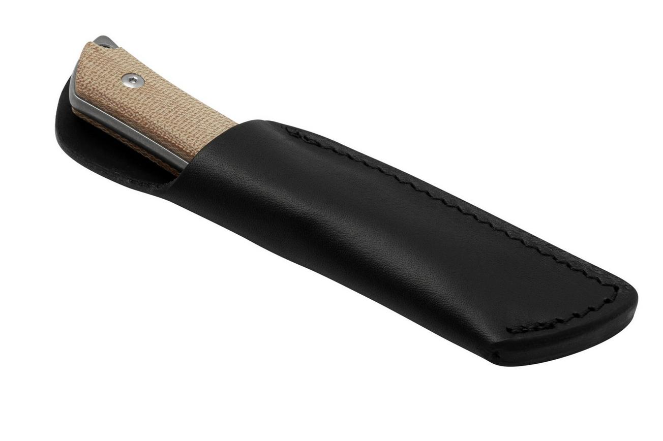 Mercury Kali N690 Stonewashed Sheepsfoot, Natural Canvas Micarta, vaststaand mes