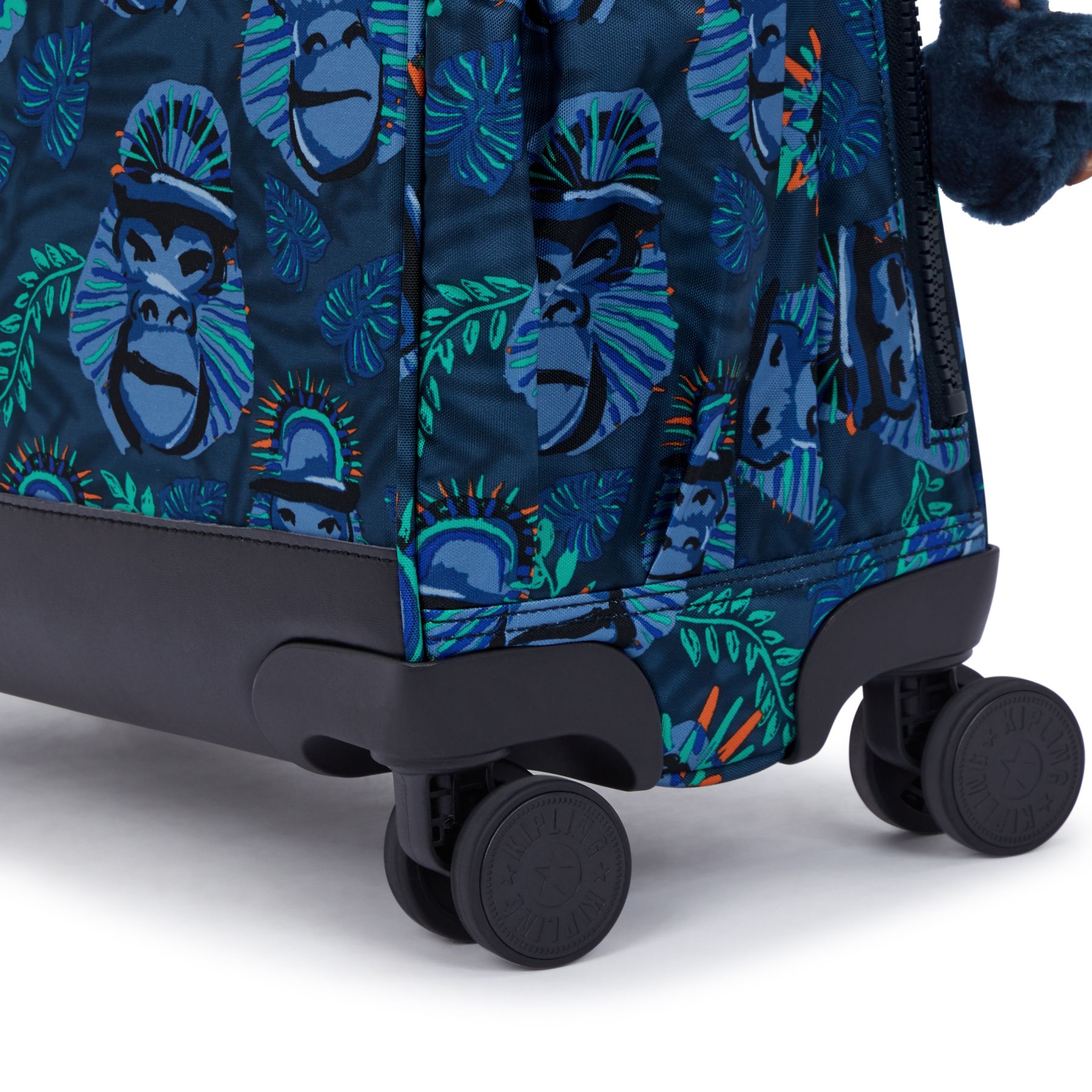 NEW STORIA Sac d'école à 4 roues pour enfants avec compartiment pour ordinateur - Blue Monkey Fun