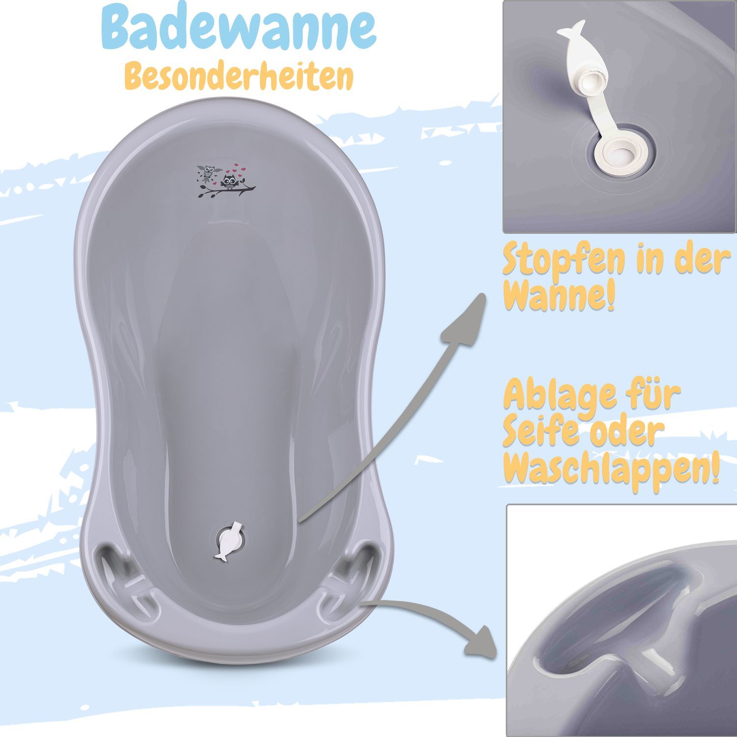 Babykajo Baby Badewanne mit Stöpsel. Baby Wanne 86cm